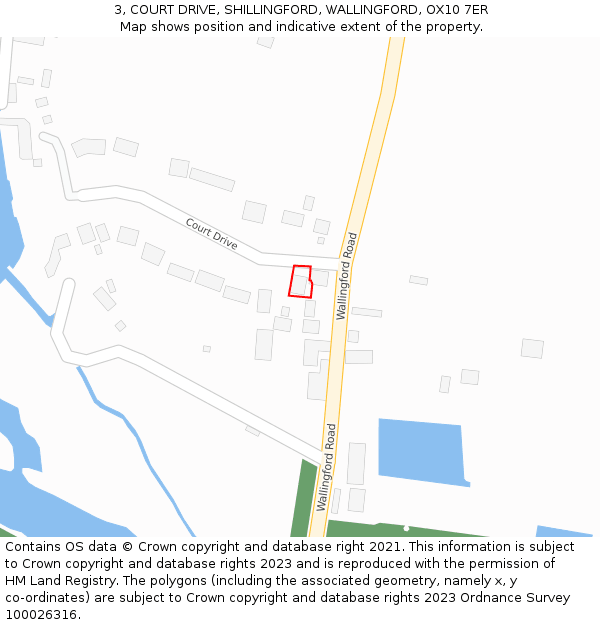 3, COURT DRIVE, SHILLINGFORD, WALLINGFORD, OX10 7ER: Location map and indicative extent of plot