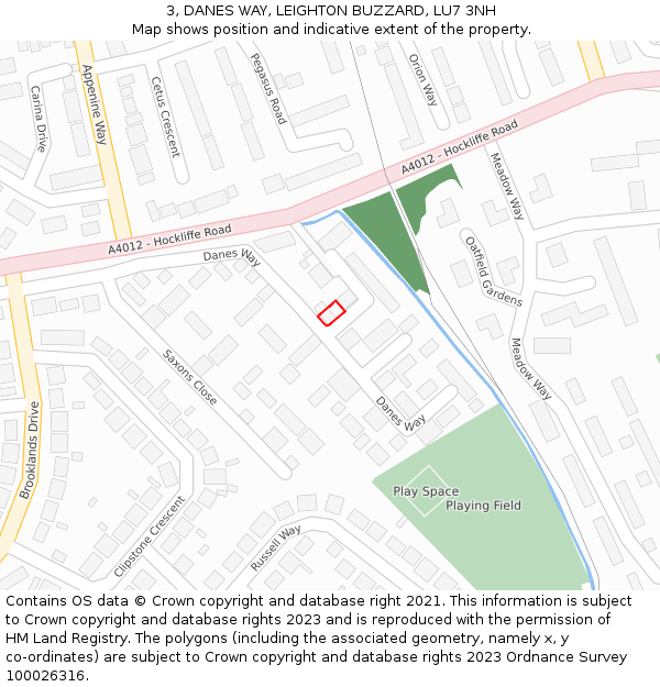 3, DANES WAY, LEIGHTON BUZZARD, LU7 3NH: Location map and indicative extent of plot