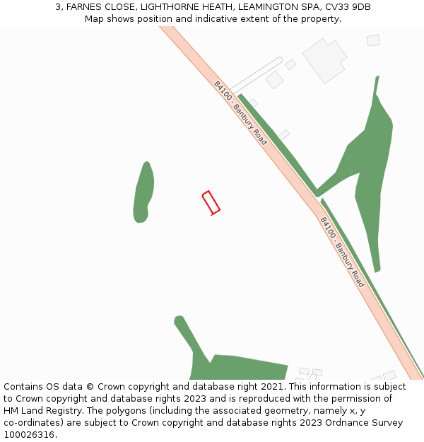 3, FARNES CLOSE, LIGHTHORNE HEATH, LEAMINGTON SPA, CV33 9DB: Location map and indicative extent of plot