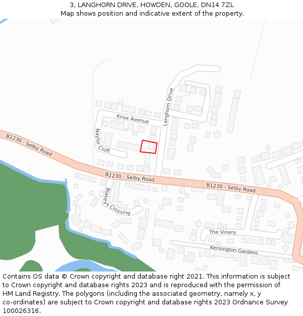 3, LANGHORN DRIVE, HOWDEN, GOOLE, DN14 7ZL: Location map and indicative extent of plot