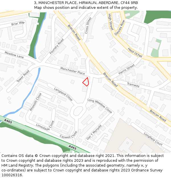 3, MANCHESTER PLACE, HIRWAUN, ABERDARE, CF44 9RB: Location map and indicative extent of plot