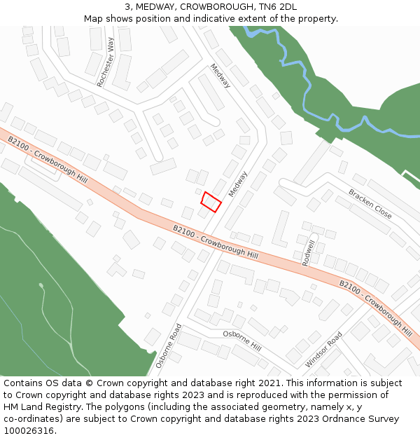 3, MEDWAY, CROWBOROUGH, TN6 2DL: Location map and indicative extent of plot