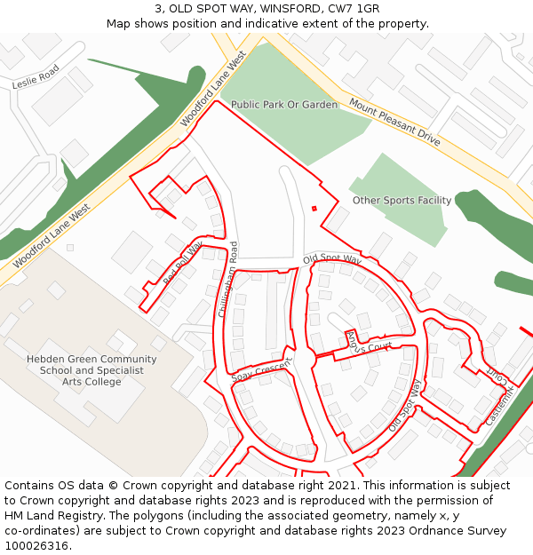 3, OLD SPOT WAY, WINSFORD, CW7 1GR: Location map and indicative extent of plot