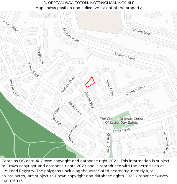 3, ORPEAN WAY, TOTON, NOTTINGHAM, NG9 6LE: Location map and indicative extent of plot