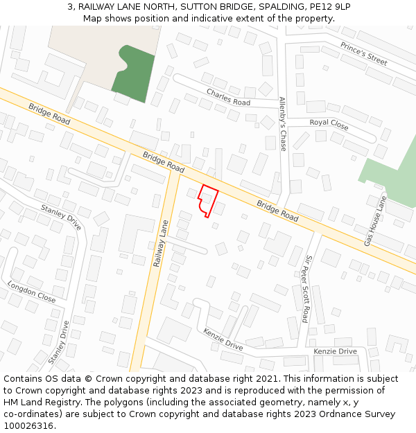 3, RAILWAY LANE NORTH, SUTTON BRIDGE, SPALDING, PE12 9LP: Location map and indicative extent of plot