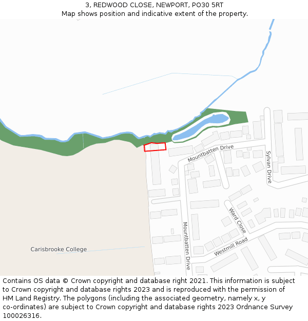 3, REDWOOD CLOSE, NEWPORT, PO30 5RT: Location map and indicative extent of plot