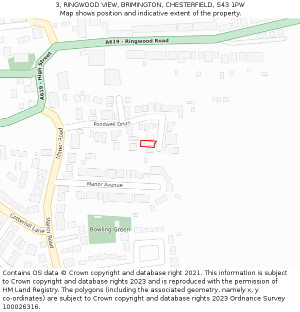 3, RINGWOOD VIEW, BRIMINGTON, CHESTERFIELD, S43 1PW: Location map and indicative extent of plot