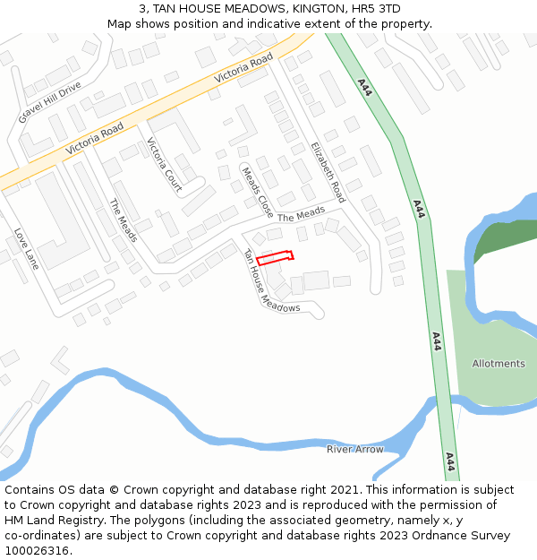 3, TAN HOUSE MEADOWS, KINGTON, HR5 3TD: Location map and indicative extent of plot