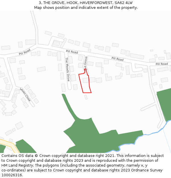 3, THE GROVE, HOOK, HAVERFORDWEST, SA62 4LW: Location map and indicative extent of plot