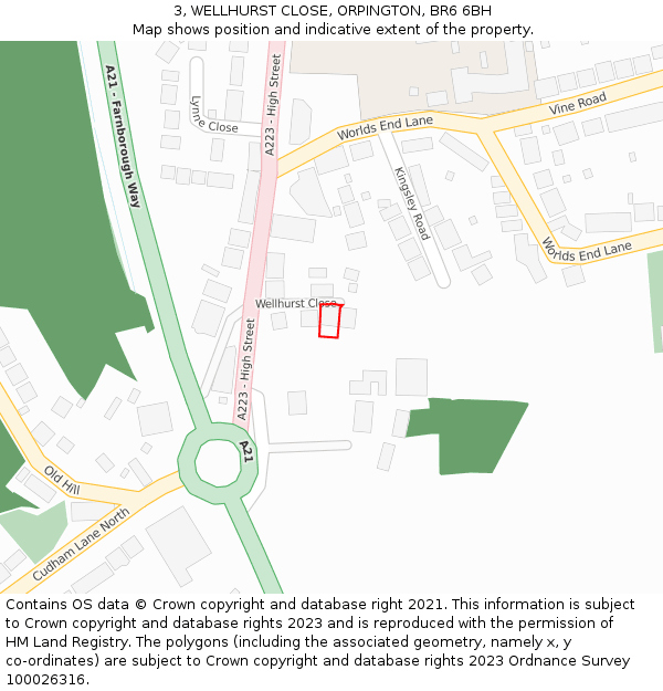 3, WELLHURST CLOSE, ORPINGTON, BR6 6BH: Location map and indicative extent of plot