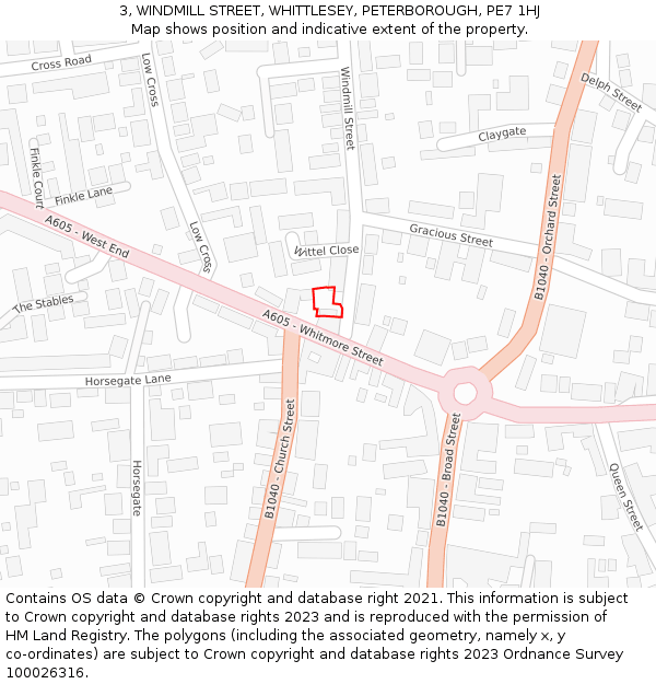 3, WINDMILL STREET, WHITTLESEY, PETERBOROUGH, PE7 1HJ: Location map and indicative extent of plot