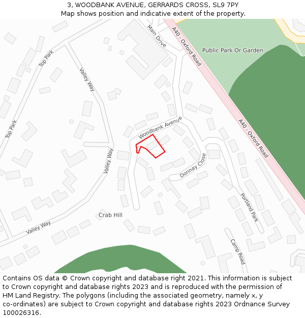 3, WOODBANK AVENUE, GERRARDS CROSS, SL9 7PY: Location map and indicative extent of plot