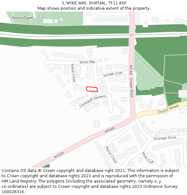 3, WYKE WAY, SHIFNAL, TF11 8SF: Location map and indicative extent of plot