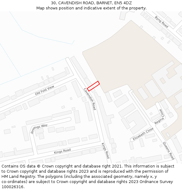 30, CAVENDISH ROAD, BARNET, EN5 4DZ: Location map and indicative extent of plot