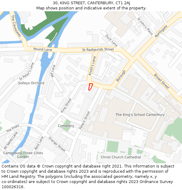 30, KING STREET, CANTERBURY, CT1 2AJ: Location map and indicative extent of plot