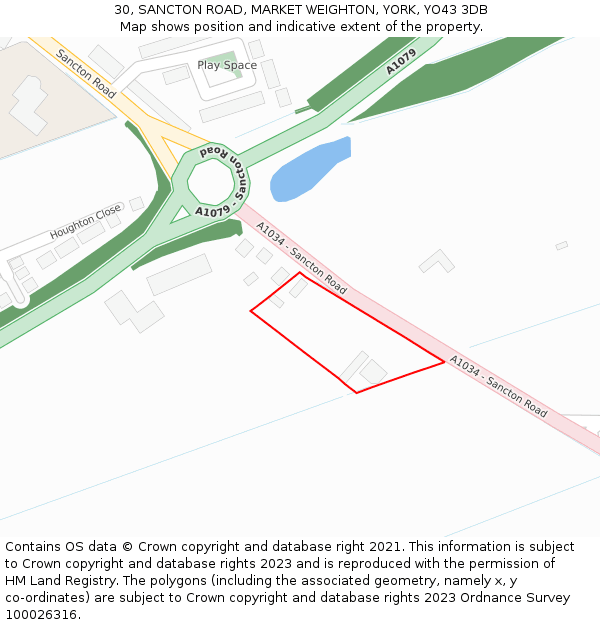 30, SANCTON ROAD, MARKET WEIGHTON, YORK, YO43 3DB: Location map and indicative extent of plot