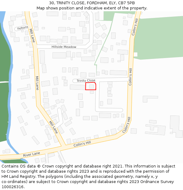 30, TRINITY CLOSE, FORDHAM, ELY, CB7 5PB: Location map and indicative extent of plot