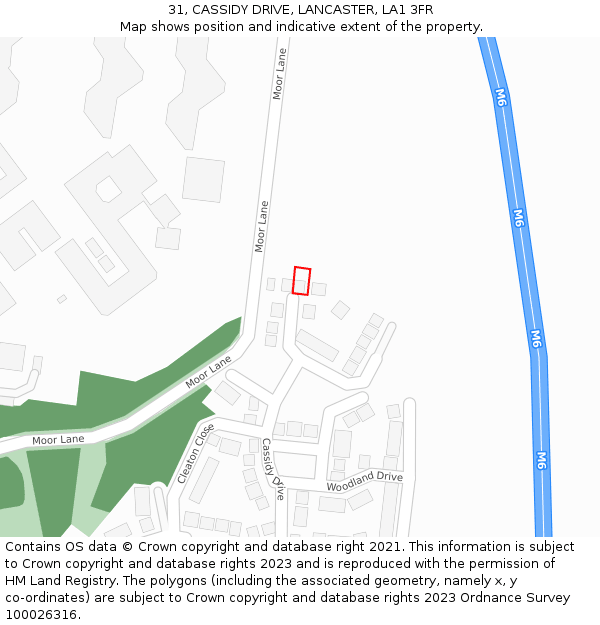 31, CASSIDY DRIVE, LANCASTER, LA1 3FR: Location map and indicative extent of plot