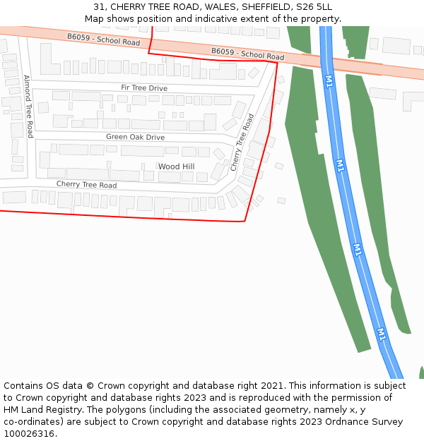 31, CHERRY TREE ROAD, WALES, SHEFFIELD, S26 5LL: Location map and indicative extent of plot