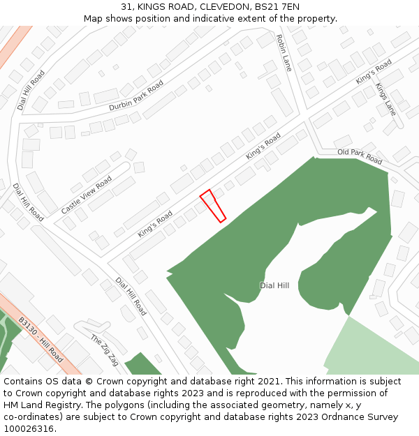 31, KINGS ROAD, CLEVEDON, BS21 7EN: Location map and indicative extent of plot