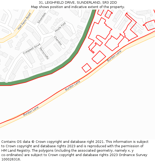 31, LEIGHFIELD DRIVE, SUNDERLAND, SR3 2DD: Location map and indicative extent of plot