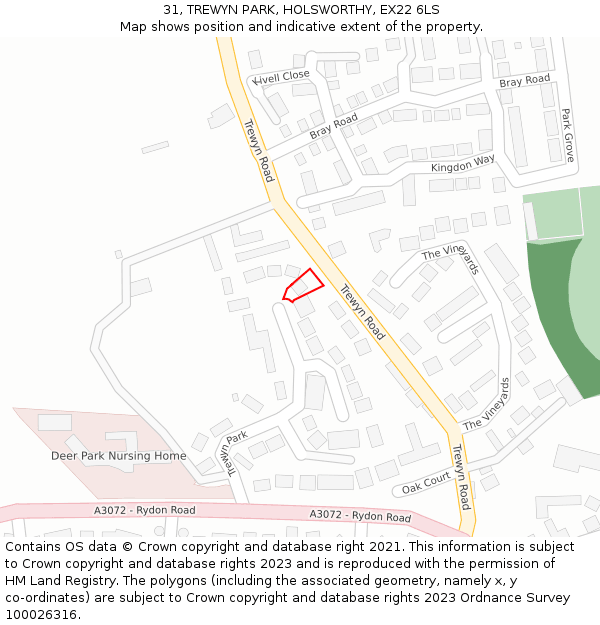 31, TREWYN PARK, HOLSWORTHY, EX22 6LS: Location map and indicative extent of plot