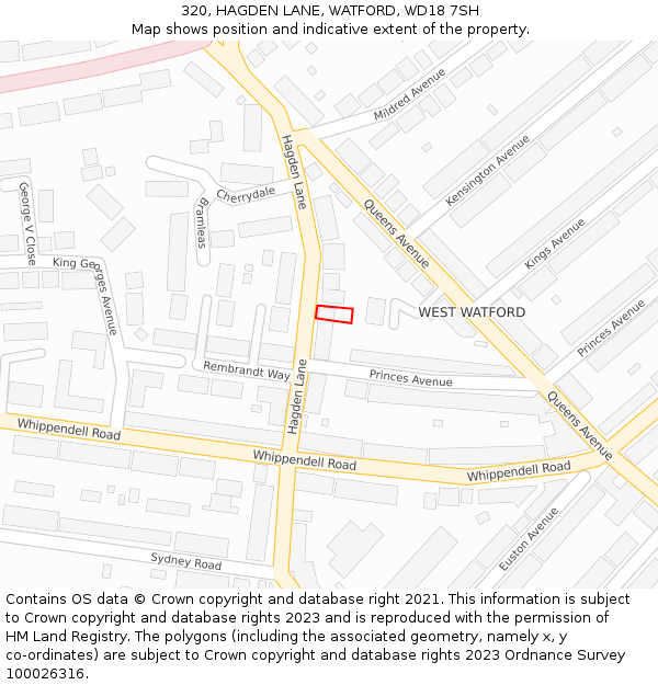 320, HAGDEN LANE, WATFORD, WD18 7SH: Location map and indicative extent of plot