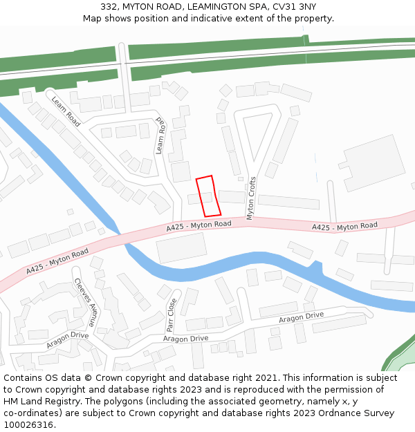 332, MYTON ROAD, LEAMINGTON SPA, CV31 3NY: Location map and indicative extent of plot