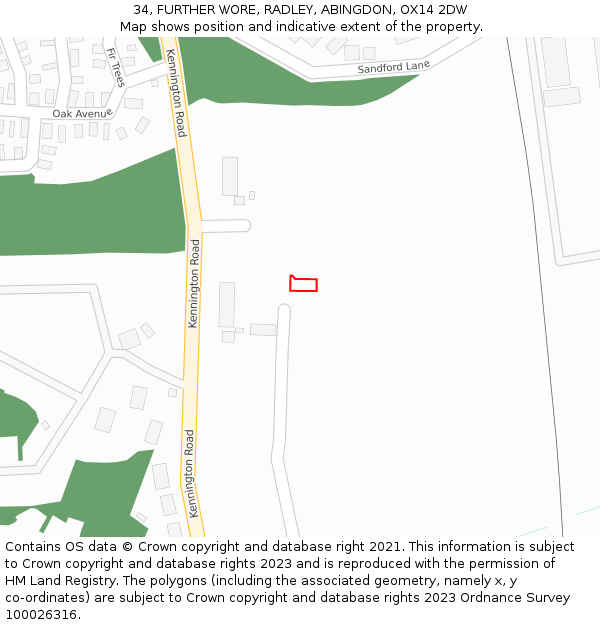 34, FURTHER WORE, RADLEY, ABINGDON, OX14 2DW: Location map and indicative extent of plot