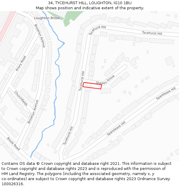 34, TYCEHURST HILL, LOUGHTON, IG10 1BU: Location map and indicative extent of plot