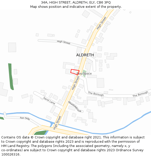 34A, HIGH STREET, ALDRETH, ELY, CB6 3PQ: Location map and indicative extent of plot