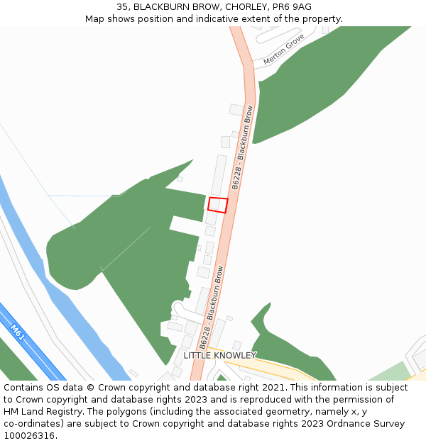 35, BLACKBURN BROW, CHORLEY, PR6 9AG: Location map and indicative extent of plot