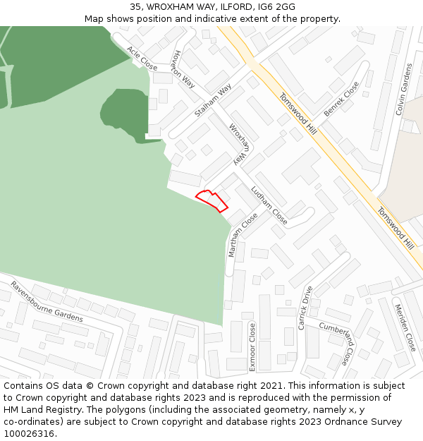 35, WROXHAM WAY, ILFORD, IG6 2GG: Location map and indicative extent of plot