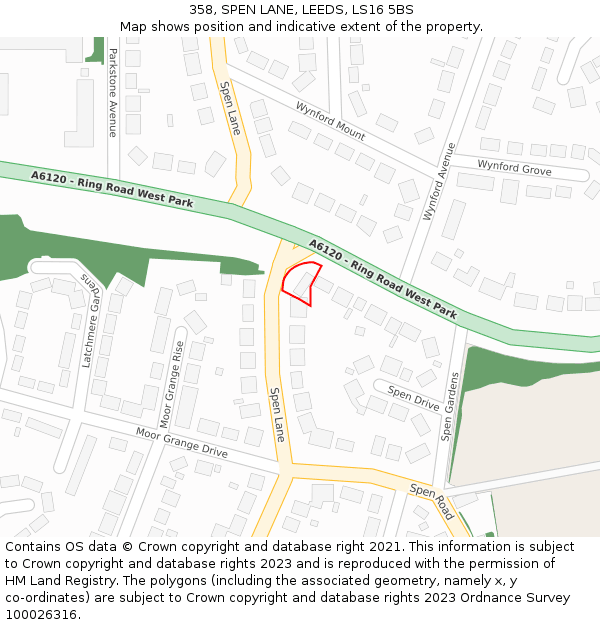 358, SPEN LANE, LEEDS, LS16 5BS: Location map and indicative extent of plot