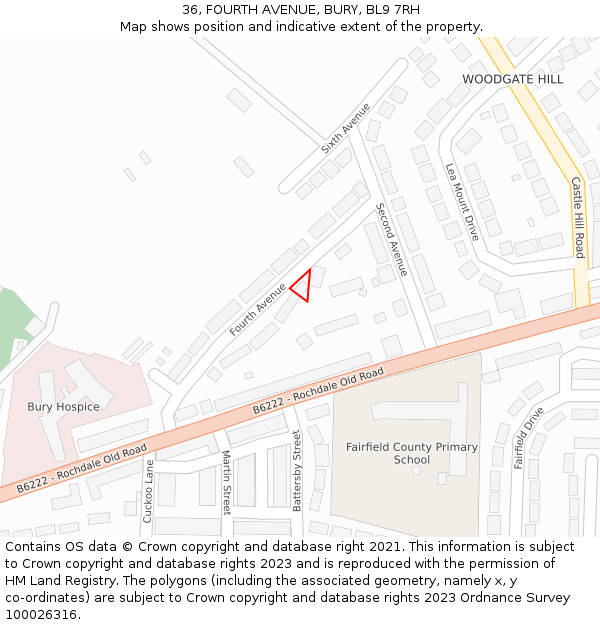 36, FOURTH AVENUE, BURY, BL9 7RH: Location map and indicative extent of plot