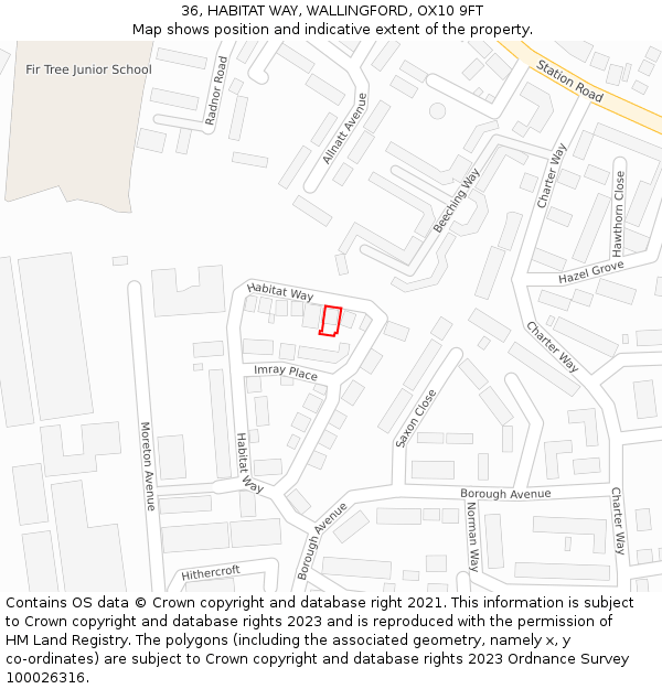 36, HABITAT WAY, WALLINGFORD, OX10 9FT: Location map and indicative extent of plot