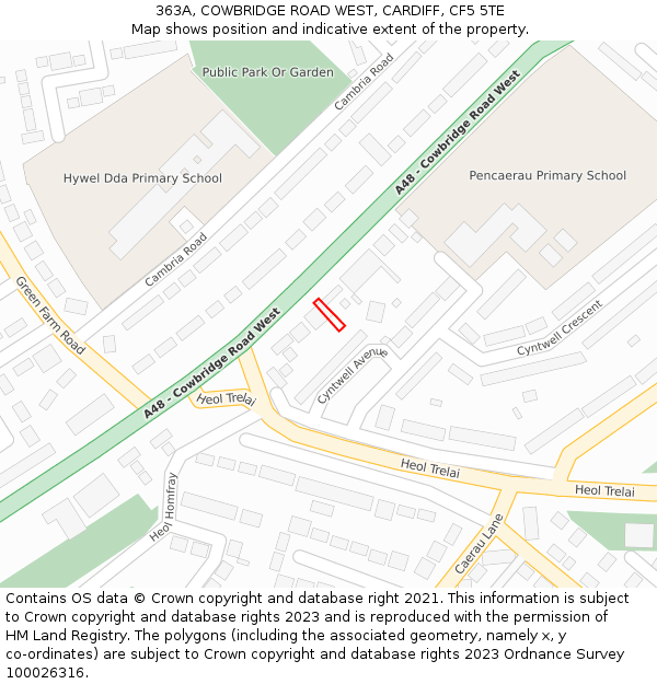 363A, COWBRIDGE ROAD WEST, CARDIFF, CF5 5TE: Location map and indicative extent of plot