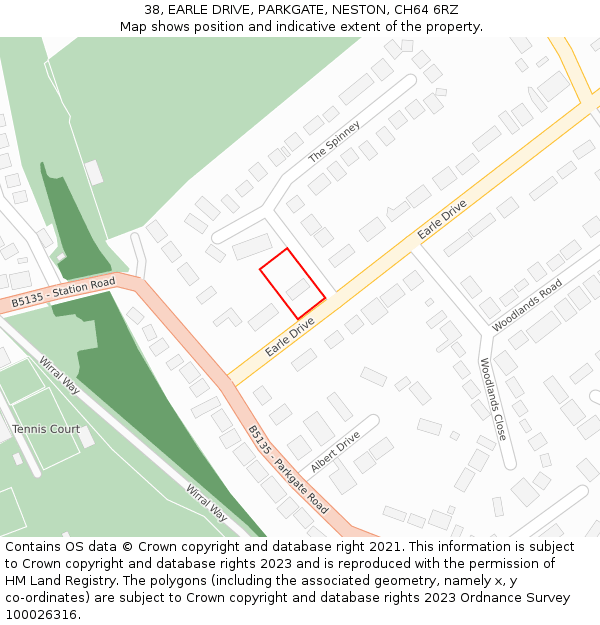 38, EARLE DRIVE, PARKGATE, NESTON, CH64 6RZ: Location map and indicative extent of plot