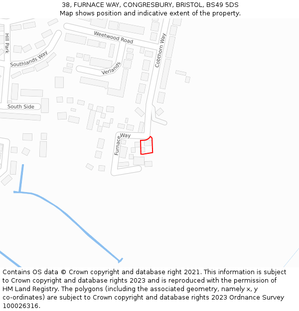 38, FURNACE WAY, CONGRESBURY, BRISTOL, BS49 5DS: Location map and indicative extent of plot