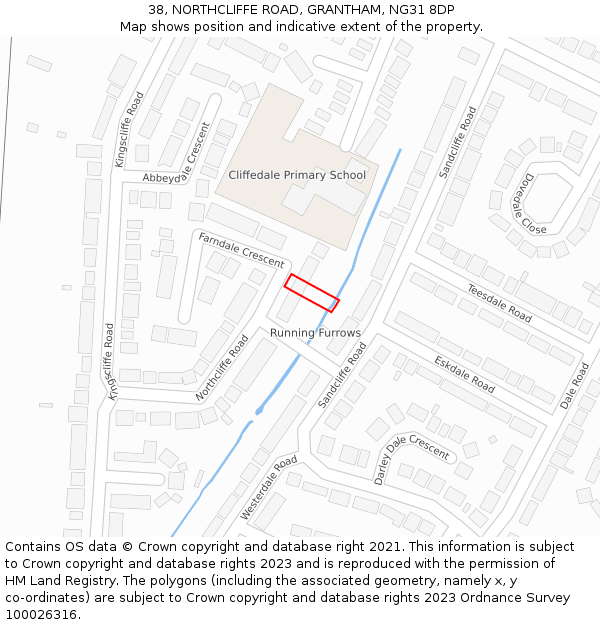 38, NORTHCLIFFE ROAD, GRANTHAM, NG31 8DP: Location map and indicative extent of plot