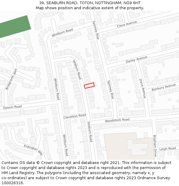 39, SEABURN ROAD, TOTON, NOTTINGHAM, NG9 6HT: Location map and indicative extent of plot