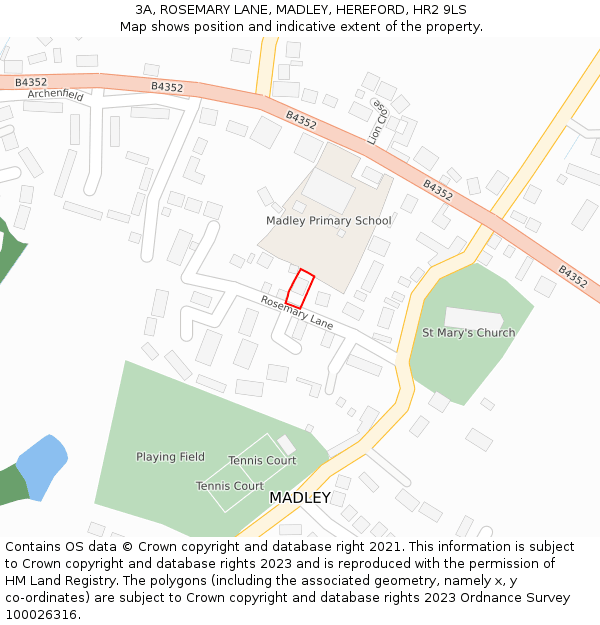 3A, ROSEMARY LANE, MADLEY, HEREFORD, HR2 9LS: Location map and indicative extent of plot