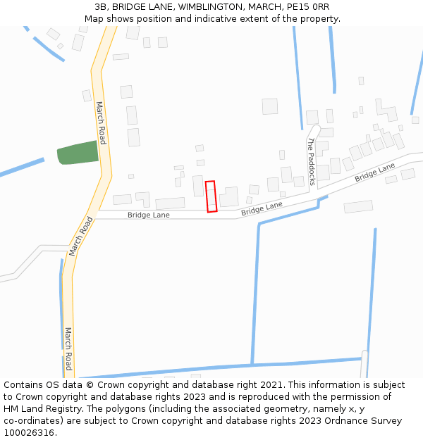 3B, BRIDGE LANE, WIMBLINGTON, MARCH, PE15 0RR: Location map and indicative extent of plot