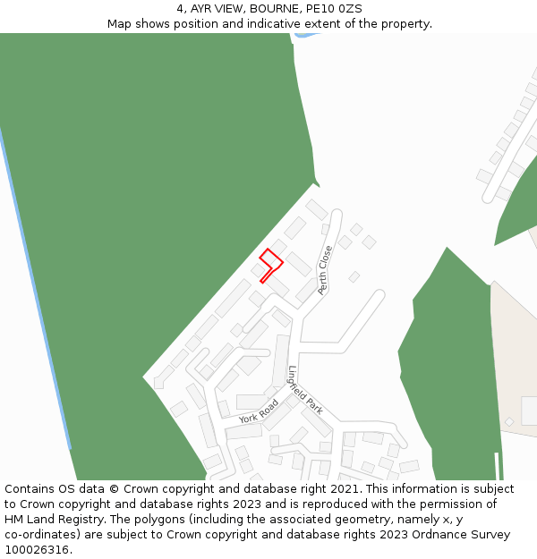 4, AYR VIEW, BOURNE, PE10 0ZS: Location map and indicative extent of plot