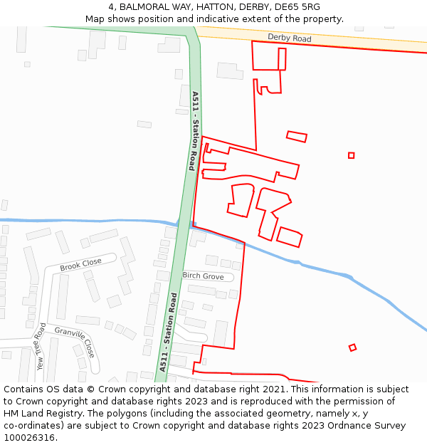 4, BALMORAL WAY, HATTON, DERBY, DE65 5RG: Location map and indicative extent of plot