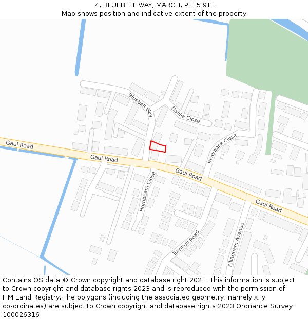 4, BLUEBELL WAY, MARCH, PE15 9TL: Location map and indicative extent of plot