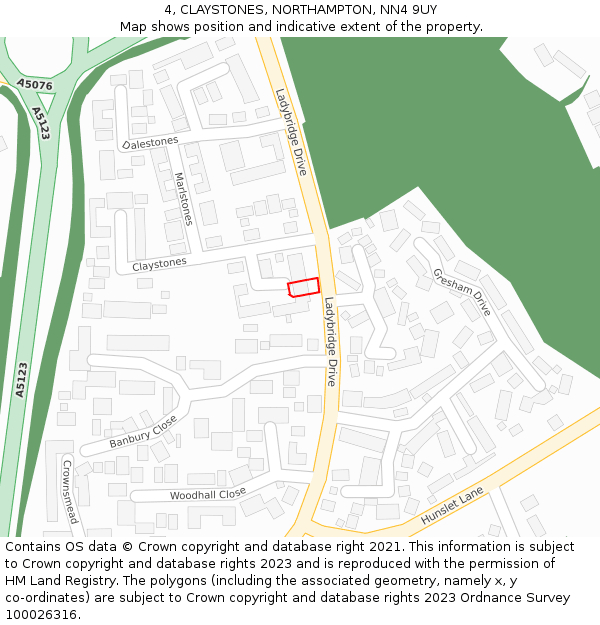 4, CLAYSTONES, NORTHAMPTON, NN4 9UY: Location map and indicative extent of plot