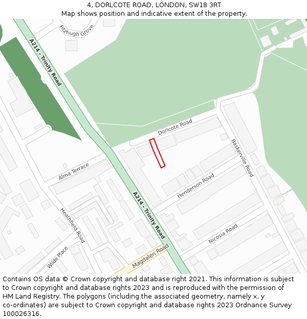 4, DORLCOTE ROAD, LONDON, SW18 3RT: Location map and indicative extent of plot