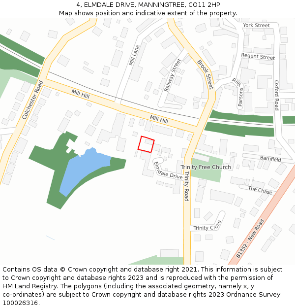 4, ELMDALE DRIVE, MANNINGTREE, CO11 2HP: Location map and indicative extent of plot