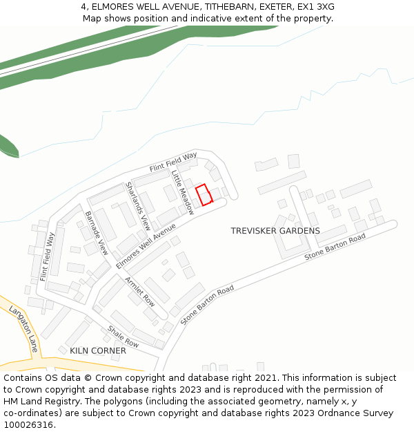 4, ELMORES WELL AVENUE, TITHEBARN, EXETER, EX1 3XG: Location map and indicative extent of plot